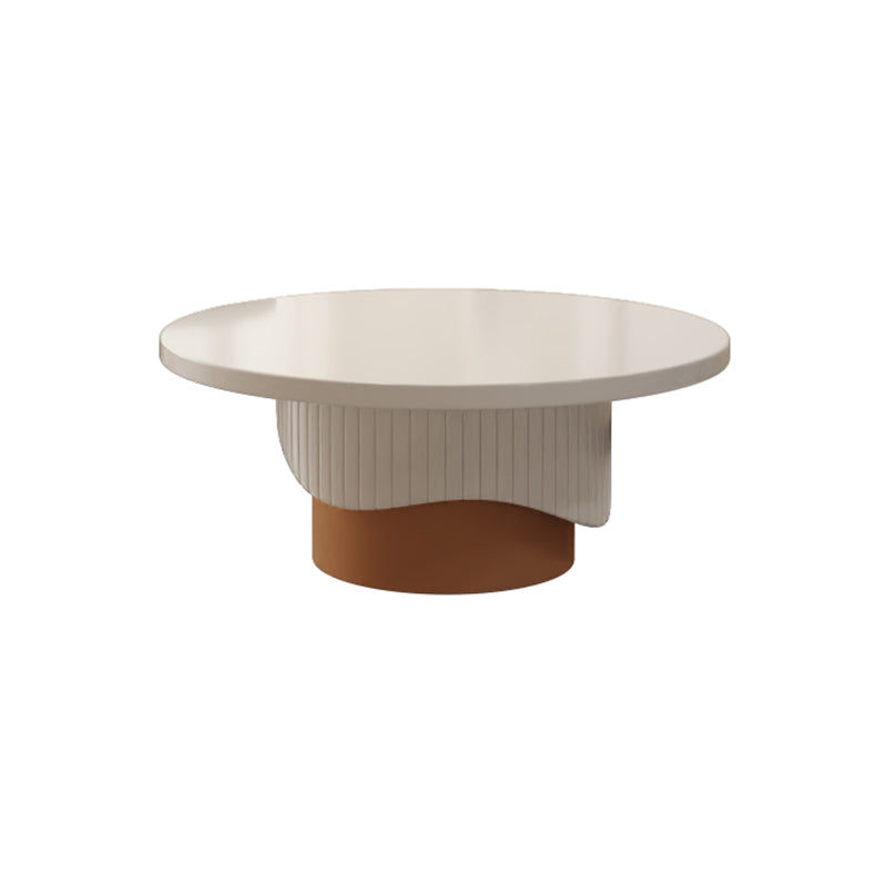 Contemporary Cocktail Table Round Pedestal Wood Coffee Cocktail Table Brown Clearhalo 'Coffee & Accent Tables' 'Coffee Tables' 'coffee_tables' 'furn' 'furn_coffee_tables' 'Furniture' 'Living Room Furniture' 7523630