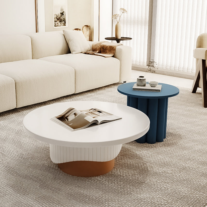 Contemporary Cocktail Table Round Pedestal Wood Coffee Cocktail Table Clearhalo 'Coffee & Accent Tables' 'Coffee Tables' 'coffee_tables' 'furn' 'furn_coffee_tables' 'Furniture' 'Living Room Furniture' 7523631