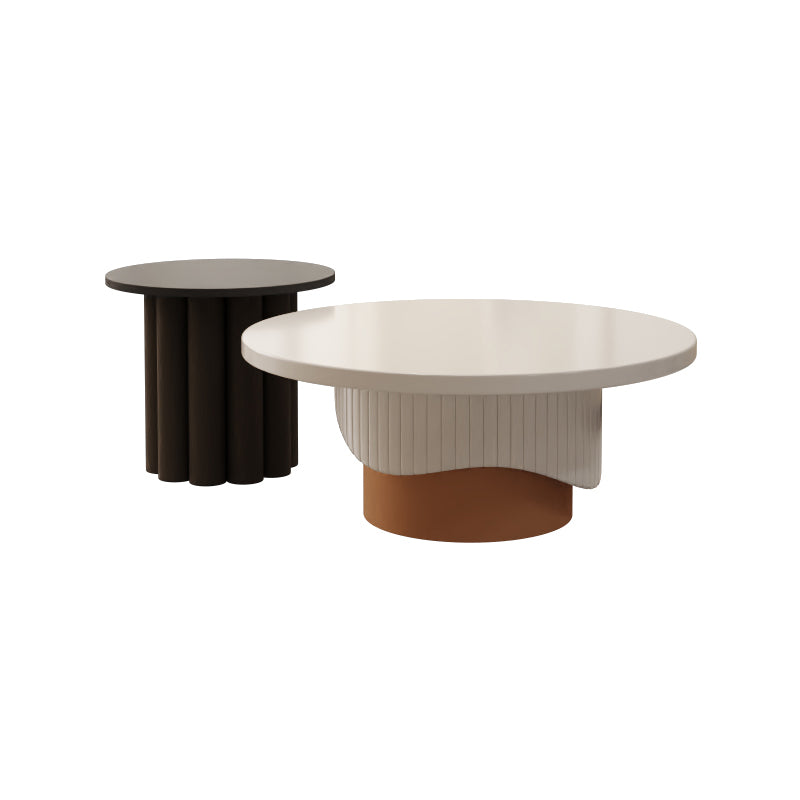 Contemporary Cocktail Table Round Pedestal Wood Coffee Cocktail Table Black Clearhalo 'Coffee & Accent Tables' 'Coffee Tables' 'coffee_tables' 'furn' 'furn_coffee_tables' 'Furniture' 'Living Room Furniture' 7523634