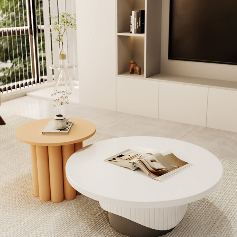 Contemporary Cocktail Table Round Pedestal Wood Coffee Cocktail Table Clearhalo 'Coffee & Accent Tables' 'Coffee Tables' 'coffee_tables' 'furn' 'furn_coffee_tables' 'Furniture' 'Living Room Furniture' 7523640