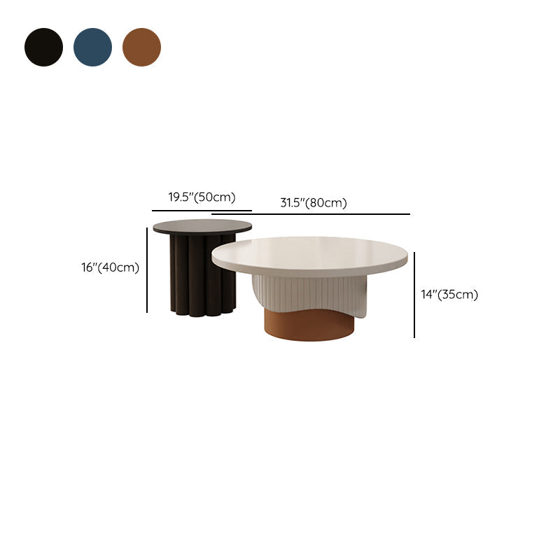 Contemporary Cocktail Table Round Pedestal Wood Coffee Cocktail Table Clearhalo 'Coffee & Accent Tables' 'Coffee Tables' 'coffee_tables' 'furn' 'furn_coffee_tables' 'Furniture' 'Living Room Furniture' 7523646