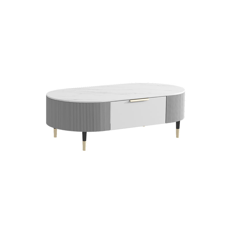 Glam Cocktail Table White 4 Legs Storage Coffee Cocktail Table 47"L x 24"W x 14"H Black Gold Clearhalo 'Coffee & Accent Tables' 'Coffee Tables' 'coffee_tables' 'furn' 'furn_coffee_tables' 'Furniture' 'Living Room Furniture' 7523649