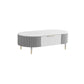 Glam Cocktail Table White 4 Legs Storage Coffee Cocktail Table 47"L x 24"W x 14"H White Clearhalo 'Coffee & Accent Tables' 'Coffee Tables' 'coffee_tables' 'furn' 'furn_coffee_tables' 'Furniture' 'Living Room Furniture' 7523651