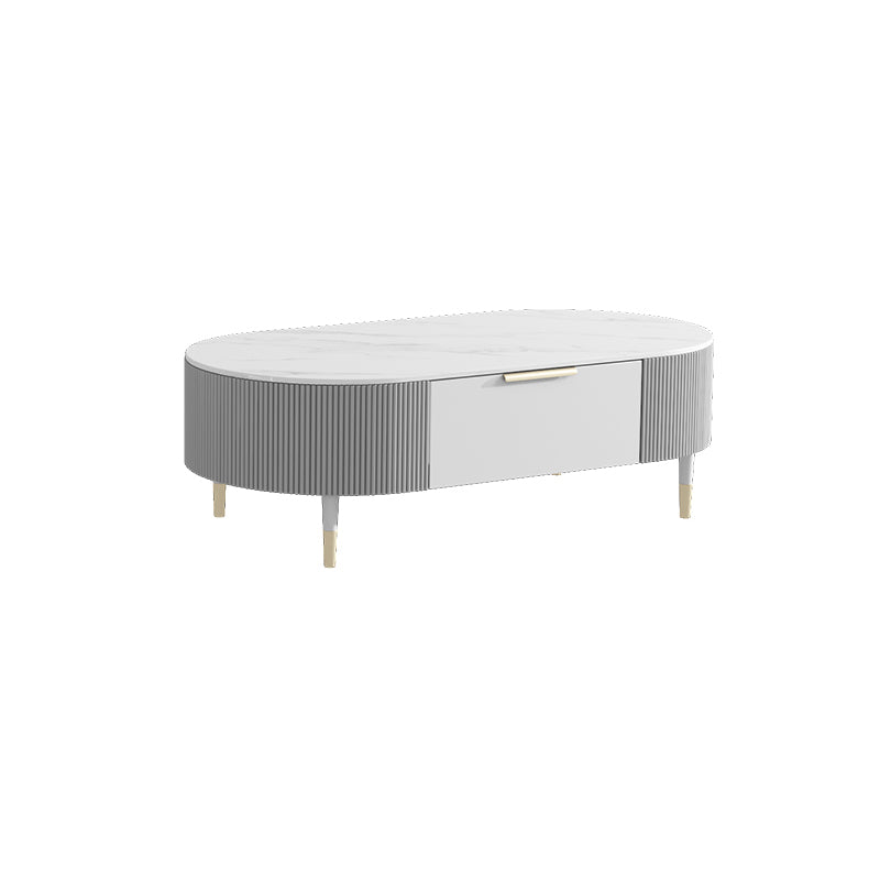 Glam Cocktail Table White 4 Legs Storage Coffee Cocktail Table 47"L x 24"W x 14"H White Clearhalo 'Coffee & Accent Tables' 'Coffee Tables' 'coffee_tables' 'furn' 'furn_coffee_tables' 'Furniture' 'Living Room Furniture' 7523651