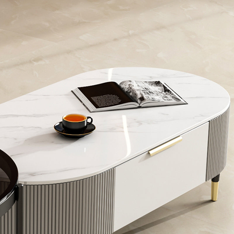 Glam Cocktail Table White 4 Legs Storage Coffee Cocktail Table Clearhalo 'Coffee & Accent Tables' 'Coffee Tables' 'coffee_tables' 'furn' 'furn_coffee_tables' 'Furniture' 'Living Room Furniture' 7523658