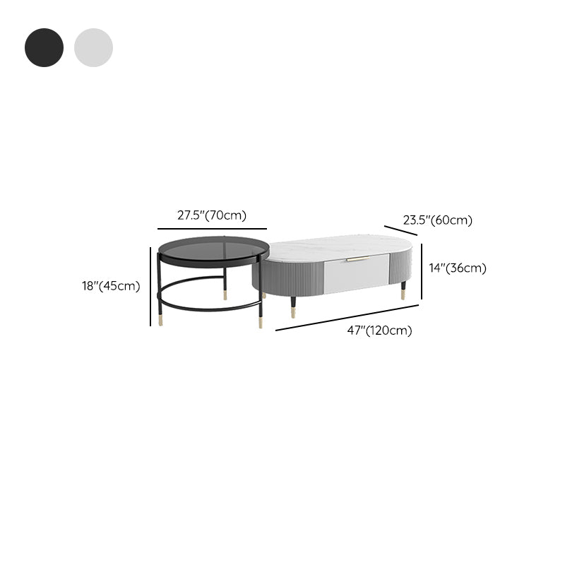 Glam Cocktail Table White 4 Legs Storage Coffee Cocktail Table Clearhalo 'Coffee & Accent Tables' 'Coffee Tables' 'coffee_tables' 'furn' 'furn_coffee_tables' 'Furniture' 'Living Room Furniture' 7523663