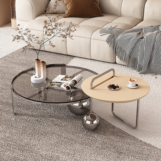 現代カクテルテーブルガラスラウンドコーヒーカクテルテーブル