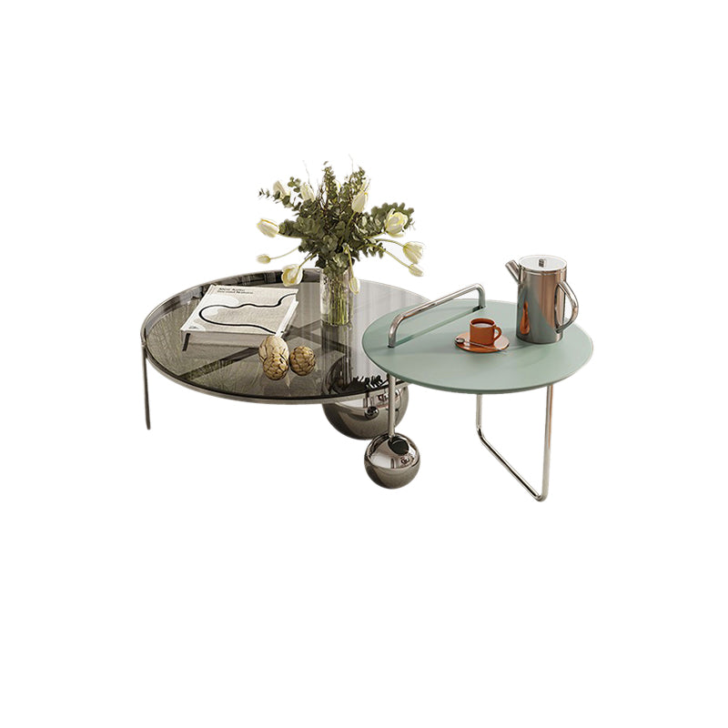 Zeitgenössischer Cocktailtisch, runder Kaffee-Cocktailtisch aus Glas