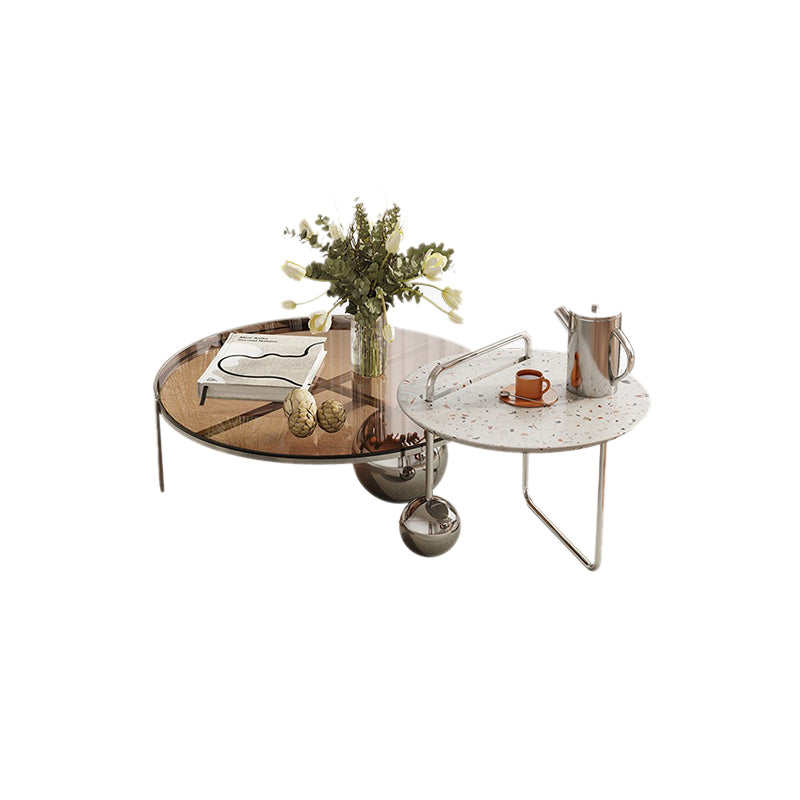 Zeitgenössischer Cocktailtisch, runder Kaffee-Cocktailtisch aus Glas