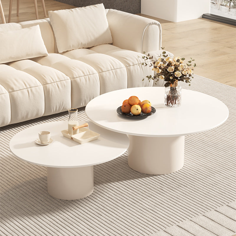 Contemporary Cocktail Table Round White Pedestal Coffee Cocktail Table Clearhalo 'Coffee & Accent Tables' 'Coffee Tables' 'coffee_tables' 'furn' 'furn_coffee_tables' 'Furniture' 'Living Room Furniture' 7523682