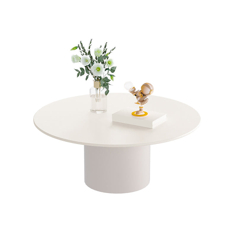 Contemporary Cocktail Table Round White Pedestal Coffee Cocktail Table White Clearhalo 'Coffee & Accent Tables' 'Coffee Tables' 'coffee_tables' 'furn' 'furn_coffee_tables' 'Furniture' 'Living Room Furniture' 7523683