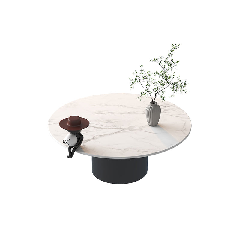 Contemporary Cocktail Table Round White Pedestal Coffee Cocktail Table Black Clearhalo 'Coffee & Accent Tables' 'Coffee Tables' 'coffee_tables' 'furn' 'furn_coffee_tables' 'Furniture' 'Living Room Furniture' 7523684