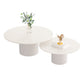 Contemporary Cocktail Table Round White Pedestal Coffee Cocktail Table 31.5"L x 31.5"W x 16"H + 24"L x 24"W x 14"H White Clearhalo 'Coffee & Accent Tables' 'Coffee Tables' 'coffee_tables' 'furn' 'furn_coffee_tables' 'Furniture' 'Living Room Furniture' 7523686