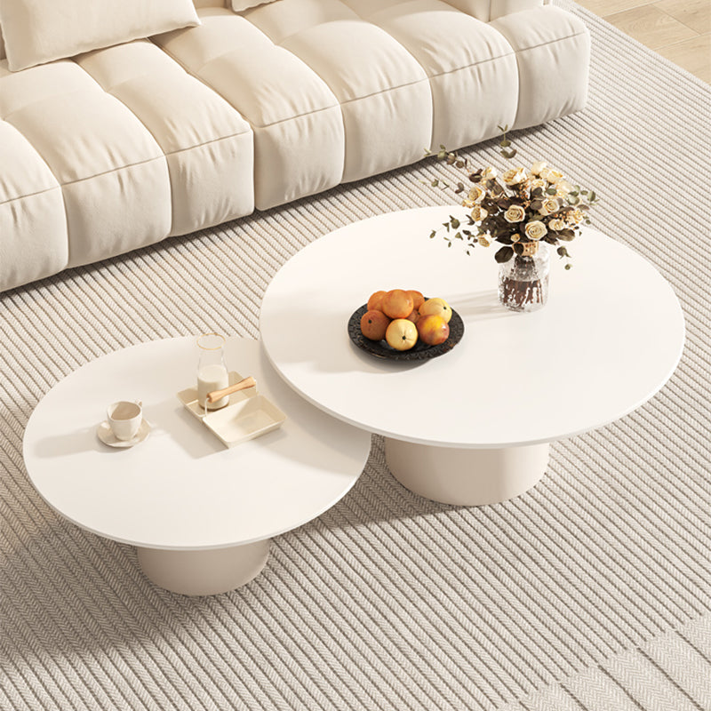 Contemporary Cocktail Table Round White Pedestal Coffee Cocktail Table Clearhalo 'Coffee & Accent Tables' 'Coffee Tables' 'coffee_tables' 'furn' 'furn_coffee_tables' 'Furniture' 'Living Room Furniture' 7523687