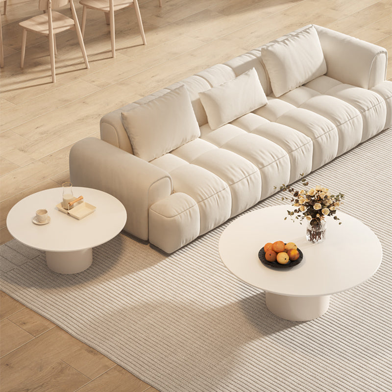 Contemporary Cocktail Table Round White Pedestal Coffee Cocktail Table Clearhalo 'Coffee & Accent Tables' 'Coffee Tables' 'coffee_tables' 'furn' 'furn_coffee_tables' 'Furniture' 'Living Room Furniture' 7523689