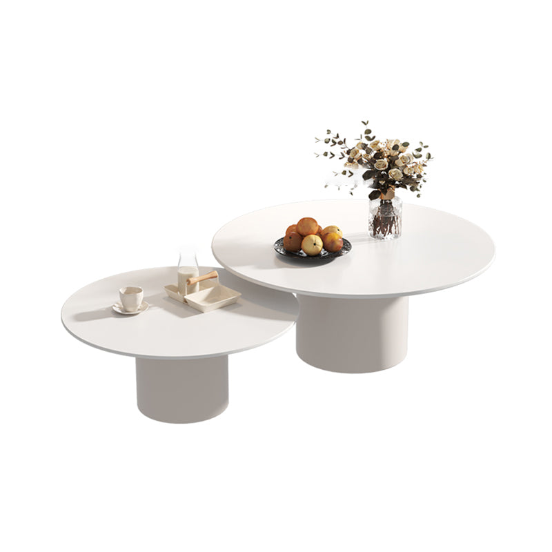 Contemporary Cocktail Table Round White Pedestal Coffee Cocktail Table Clearhalo 'Coffee & Accent Tables' 'Coffee Tables' 'coffee_tables' 'furn' 'furn_coffee_tables' 'Furniture' 'Living Room Furniture' 7523690