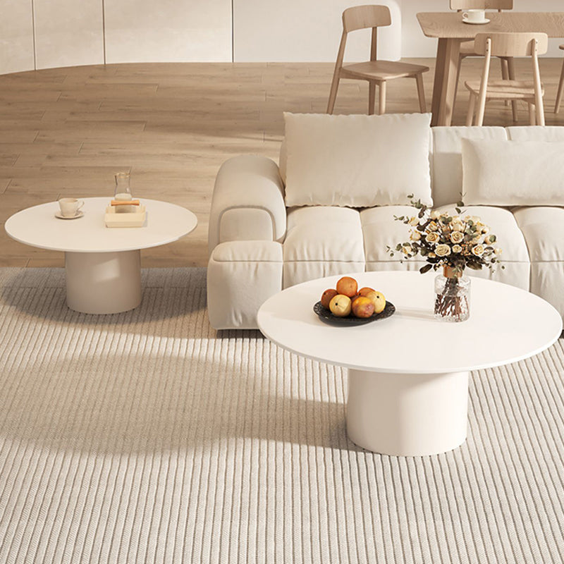 Contemporary Cocktail Table Round White Pedestal Coffee Cocktail Table Clearhalo 'Coffee & Accent Tables' 'Coffee Tables' 'coffee_tables' 'furn' 'furn_coffee_tables' 'Furniture' 'Living Room Furniture' 7523691