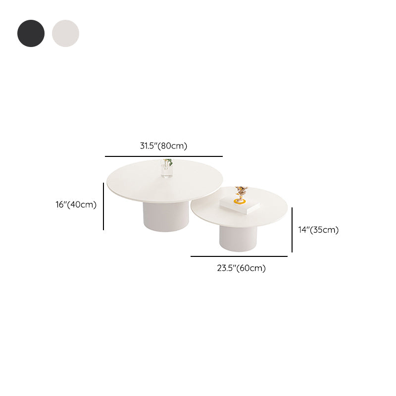 Contemporary Cocktail Table Round White Pedestal Coffee Cocktail Table Clearhalo 'Coffee & Accent Tables' 'Coffee Tables' 'coffee_tables' 'furn' 'furn_coffee_tables' 'Furniture' 'Living Room Furniture' 7523697