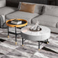 Glam Cocktail Table Round Stone 4 Legs Gold Coffee Cocktail Table