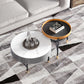 Glam Cocktail Table Round Stone 4 Legs Gold Coffee Cocktail Table
