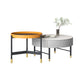 Glam Cocktail Table Round Stone 4 Legs Gold Coffee Cocktail Table