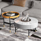 Glam Cocktail Table Round Stone 4 Legs Gold Coffee Cocktail Table