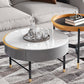 Glam Cocktail Table Round Stone 4 Legs Gold Coffee Cocktail Table