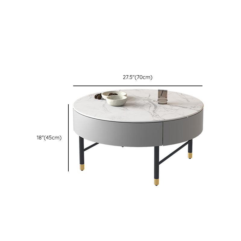 Glam Cocktail Table Round Stone 4 Legs Gold Coffee Cocktail Table