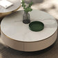 Round Pedestal Coffee Table Glam Stone Cocktail Table with 2 Drawers Clearhalo 'Coffee & Accent Tables' 'Coffee Tables' 'coffee_tables' 'furn' 'furn_coffee_tables' 'Furniture' 'Living Room Furniture' 7523879
