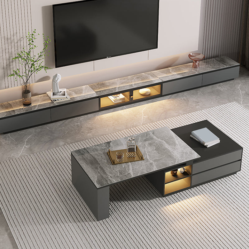 Glam Coffee Table Rectangle Stone Single Cocktail Table with Storage Drawers Clearhalo 'Coffee & Accent Tables' 'Coffee Tables' 'coffee_tables' 'furn' 'furn_coffee_tables' 'Furniture' 'Living Room Furniture' 7523893