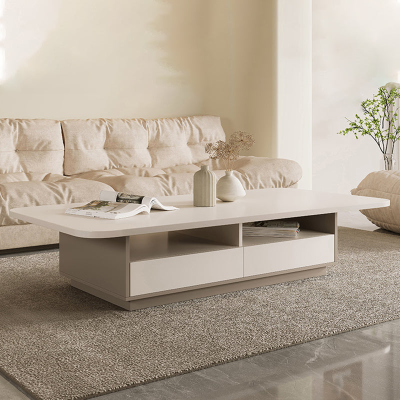 Rectangle Single Coffee Table Wood Cocktail Table with Storage Drawers