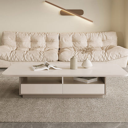 Rectangle Single Coffee Table Wood Cocktail Table with Storage Drawers