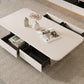 Rectangle Single Coffee Table Wood Cocktail Table with Storage Drawers