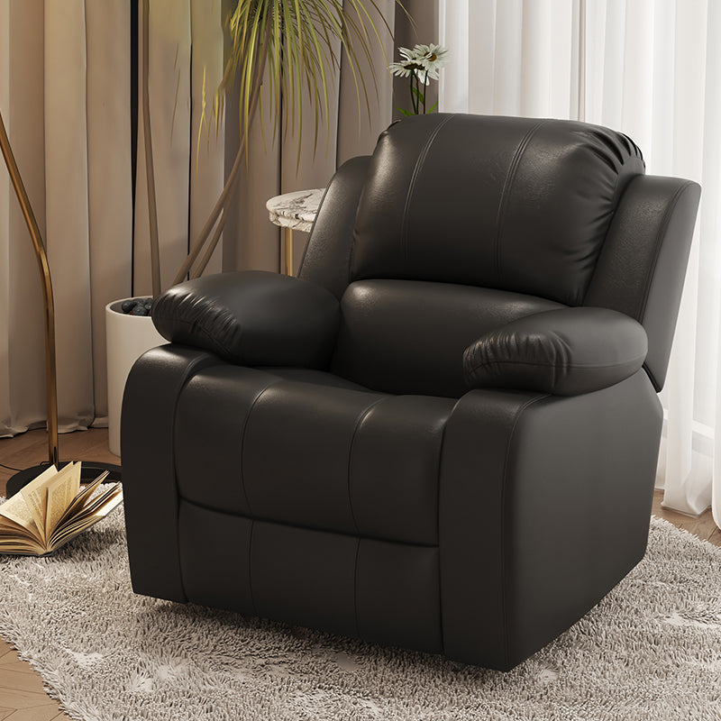 Solid Color Faux Leather Standard Recliner Manual- Lever Recliner Chair Black Clearhalo 'Chairs & Seating' 'furn' 'furn_recliners' 'Furniture' 'Living Room Furniture' 'Recliners' 7524055