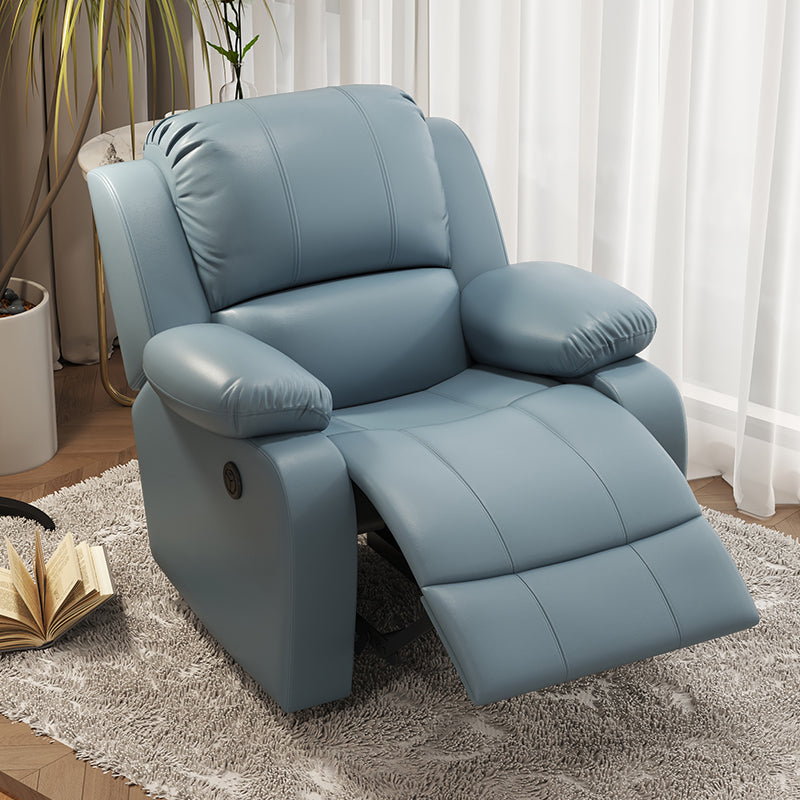 Solid Color Faux Leather Standard Recliner Manual- Lever Recliner Chair Clearhalo 'Chairs & Seating' 'furn' 'furn_recliners' 'Furniture' 'Living Room Furniture' 'Recliners' 7524056