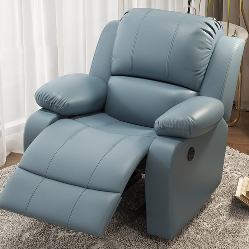 Solid Color Faux Leather Standard Recliner Manual- Lever Recliner Chair Clearhalo 'Chairs & Seating' 'furn' 'furn_recliners' 'Furniture' 'Living Room Furniture' 'Recliners' 7524061