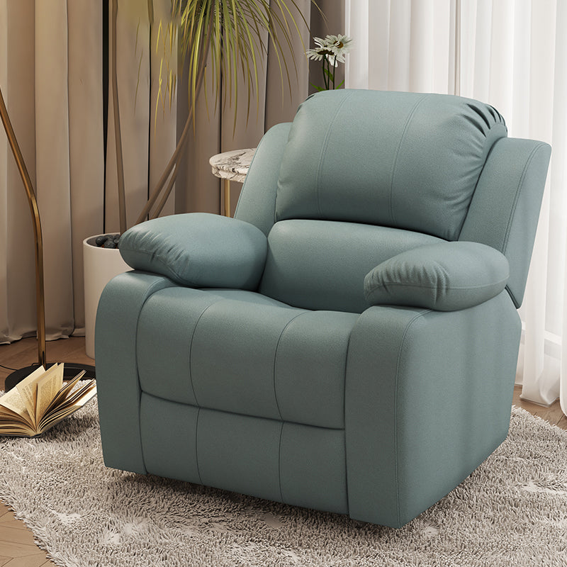 Solid Color Faux Leather Standard Recliner Manual- Lever Recliner Chair Green Clearhalo 'Chairs & Seating' 'furn' 'furn_recliners' 'Furniture' 'Living Room Furniture' 'Recliners' 7524062