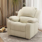 Solid Color Faux Leather Standard Recliner Manual- Lever Recliner Chair Beige Clearhalo 'Chairs & Seating' 'furn' 'furn_recliners' 'Furniture' 'Living Room Furniture' 'Recliners' 7524071