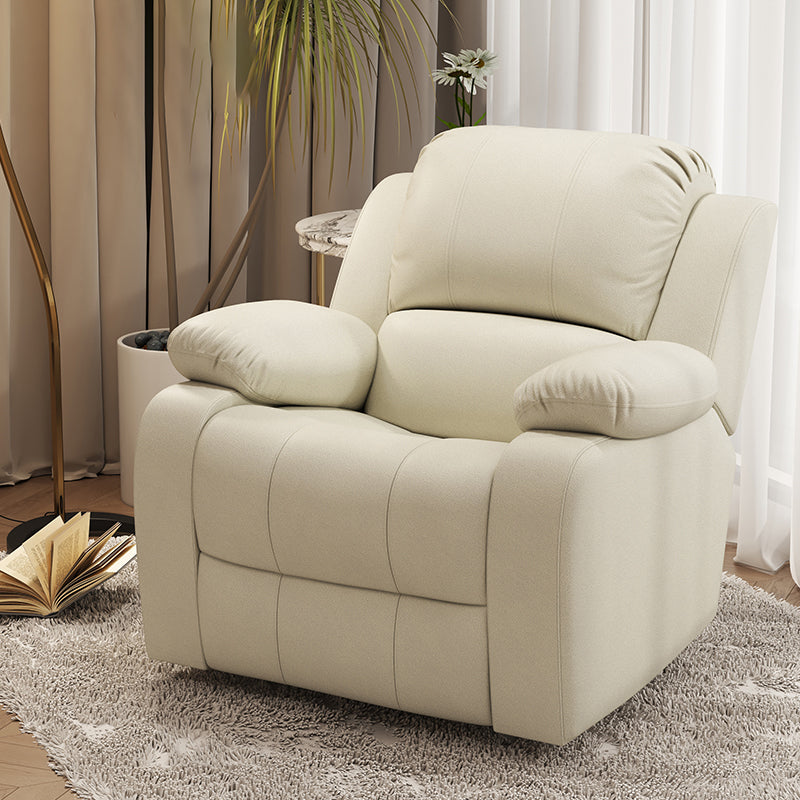 Solid Color Faux Leather Standard Recliner Manual- Lever Recliner Chair Beige Clearhalo 'Chairs & Seating' 'furn' 'furn_recliners' 'Furniture' 'Living Room Furniture' 'Recliners' 7524071