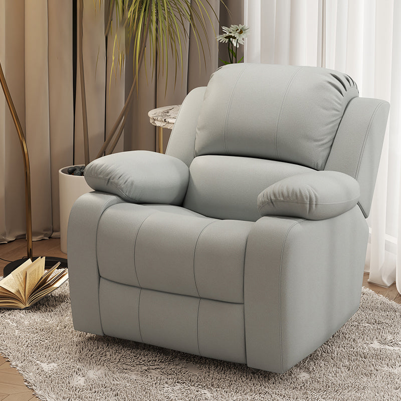 Solid Color Faux Leather Standard Recliner Manual- Lever Recliner Chair Smoky Gray Clearhalo 'Chairs & Seating' 'furn' 'furn_recliners' 'Furniture' 'Living Room Furniture' 'Recliners' 7524072