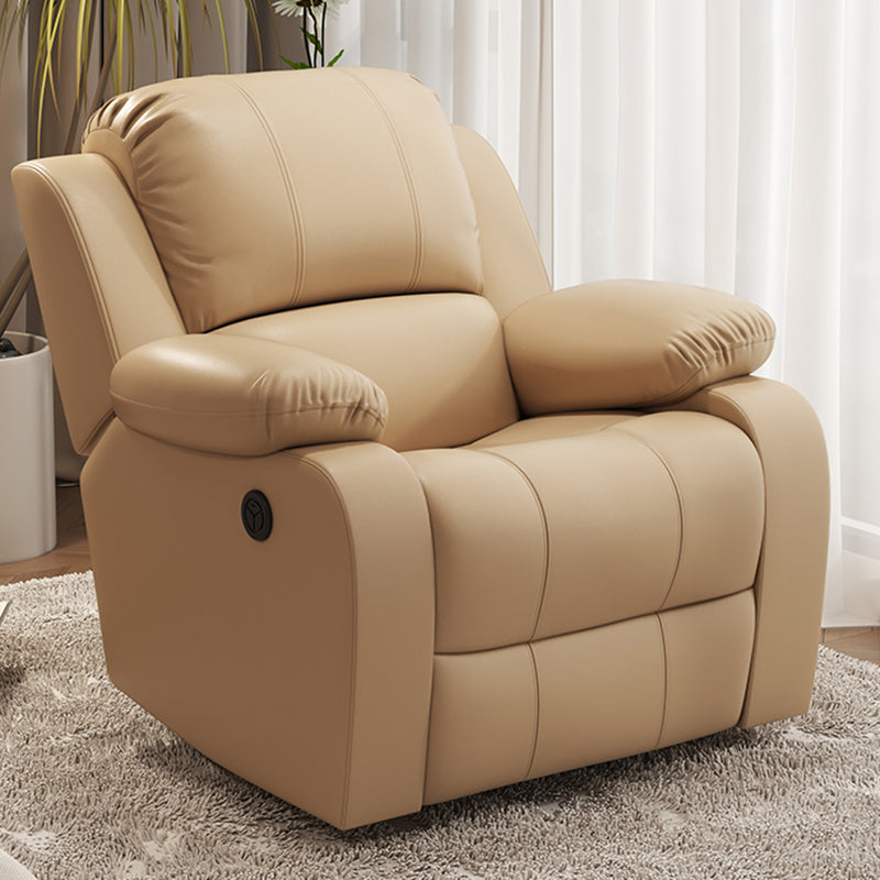Solid Color Faux Leather Standard Recliner Manual- Lever Recliner Chair Clearhalo 'Chairs & Seating' 'furn' 'furn_recliners' 'Furniture' 'Living Room Furniture' 'Recliners' 7524073
