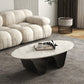 Metal Abstract Base Cocktail Table Glam Oval Slate Top Coffee Table