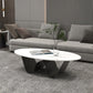 Metal Abstract Base Cocktail Table Glam Oval Slate Top Coffee Table