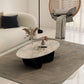 Metal Abstract Base Cocktail Table Glam Oval Slate Top Coffee Table