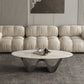 Metal Abstract Base Cocktail Table Glam Oval Slate Top Coffee Table