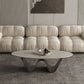 Metal Abstract Base Cocktail Table Glam Oval Slate Top Coffee Table