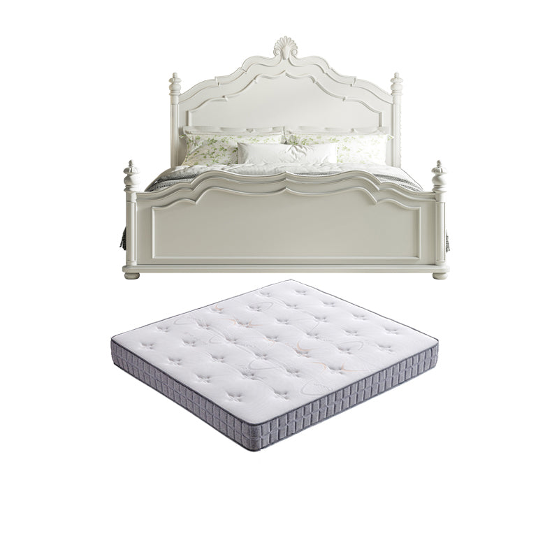 Victorian Standard Bed Solid Wood White Panel Bed with Headboard Bed & Mattress Coir Clearhalo 'Bedroom Furniture' 'Beds' 'furn' 'furn_beds' 'Furniture' 7531179