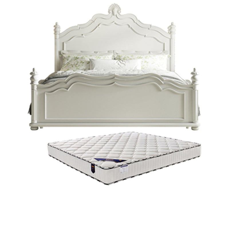 Victorian Standard Bed Solid Wood White Panel Bed with Headboard Bed & Mattress Cotton Clearhalo 'Bedroom Furniture' 'Beds' 'furn' 'furn_beds' 'Furniture' 7531184
