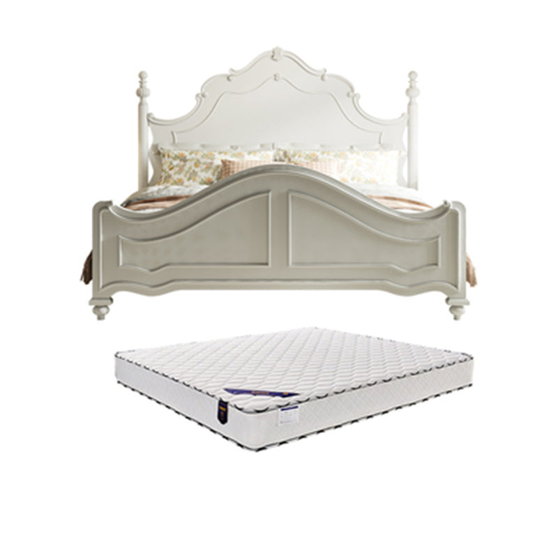 Victorian Standard Bed Solid Wood White Panel Bed with Headboard Bed & Mattress Latex Clearhalo 'Bedroom Furniture' 'Beds' 'furn' 'furn_beds' 'Furniture' 7531186