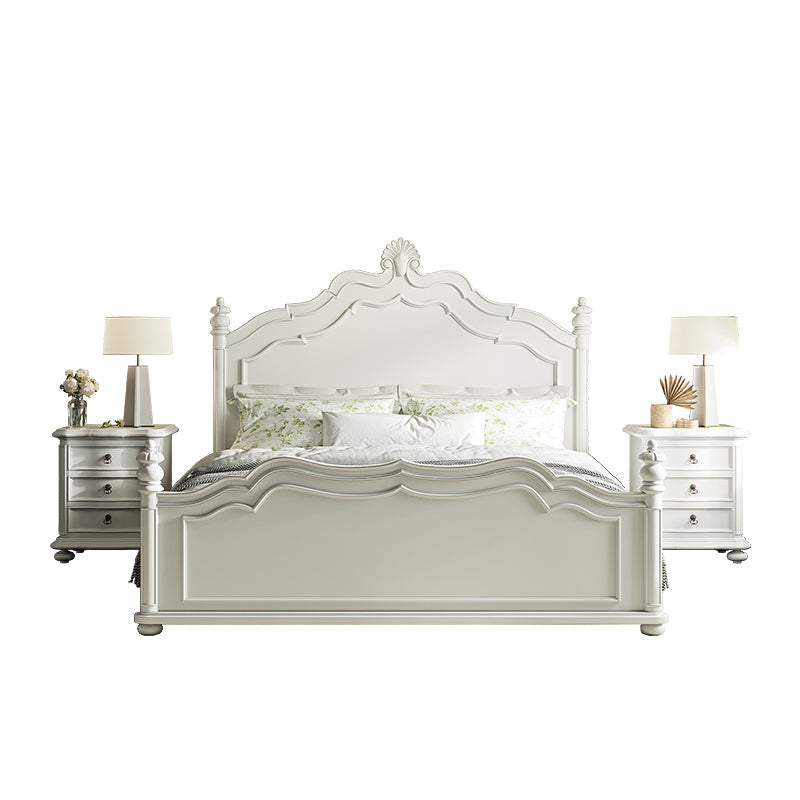Victorian Standard Bed Solid Wood White Panel Bed with Headboard Clearhalo 'Bedroom Furniture' 'Beds' 'furn' 'furn_beds' 'Furniture' 7531187